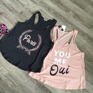 PJ SALVAGE Graphic Paris Print Racerback Tank L XL